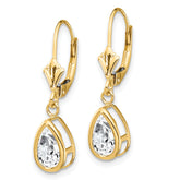 14k 8x5mm Pear Cubic Zirconia Leverback Earrings